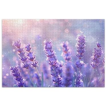 Imagem de Quebra-cabeça de flores de lavanda com luz solar, 1000 peças para adultos, decoração de casa, arte grande, quebra-cabeças engraçados, presentes de jogo de quebra-cabeça