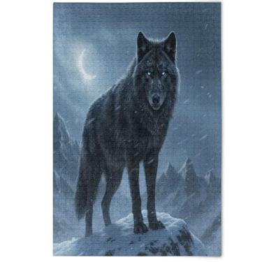 Imagem de Quebra-cabeça 1000 peças para adultos arte de flor animal fofo preto legal lobo animal criativo divertido presentes adultos elefantes brancos presentes quebra-cabeça, 1000 peças, 75 x 50 cm