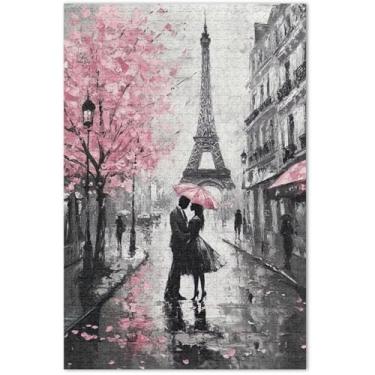 Imagem de Quebra-cabeça de Paris com pintura a óleo da Torre Eiffel, 500 peças para adultos, presentes exclusivos, estampa de flores, animais, 50 x 35 cm