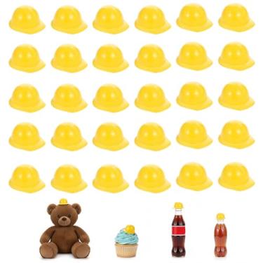 Imagem de FNANJWQ 30 Pcs Mini Construction Hat Plastic Miniature Construction Party Toy for Party Accessories Toy Doll Dress Up Bottle Topper Decor Play Supplies and Favors