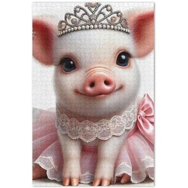 Imagem de Quebra-cabeça de princesa porca floral fofo 500 peças para adultos presentes para jogo de elefante branco quebra-cabeças difíceis decoração de casa, arte de 50 x 37 cm