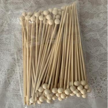 Imagem de Bastão de balas de rock com bola, pacote com 100, 15 cm de bambu natural de madeira swizzle palitos para festa de aniversário, chocolate, decoração de topo de bolo, espetos de aperitivo