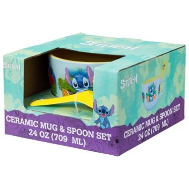 Imagem de Silver Buffalo Lilo and Stitch Caneca de sopa de cerâmica de 680 g com colher