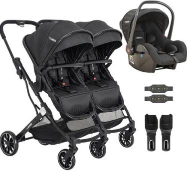 Imagem de Carrinho Kiddo para Gemeos com Bebe Conforto Zig Zag Preto