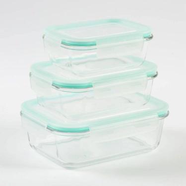 Imagem de Conjunto de 3 Potes Hermeticos de Vidro La Vittra com Tampa Branca Intervalue