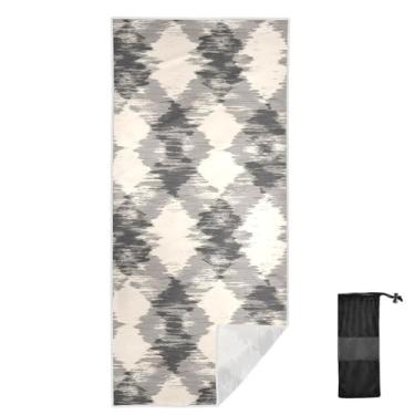 Imagem de Joitme Toalha de praia abstrata cinza diamante infantil, tamanho M, toalha gráfica, toalhas de piscina sem areia