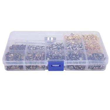 Imagem de Aramox 360 Pçs Conjunto de Rebites de Couro, Kit de Rebites de Tampa Dupla de Bronze Com Ferramentas para Artesanato de Couro Jaquetas Cintos Mochilas Artesanato Diy