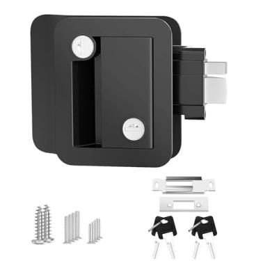Imagem de Fechadura de porta preta RV Trava de porta com fechadura de pá 4 chaves Camper fechadura de porta 1 peça