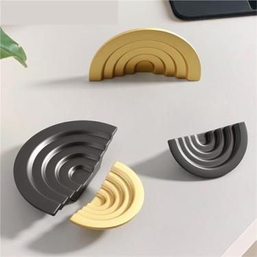 Imagem de HTNAFONI Puxador de porta de armário espiral meio redondo dourado puxadores de gaveta puxadores de armário de sapatos puxadores de porta ferragens de móveis 1 peça (CJ6223-preto-32 mm)