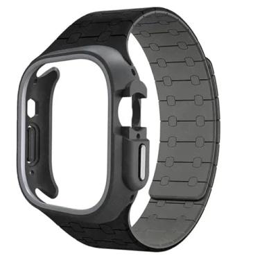 Imagem de BDNJN Pulseira de silicone de TPU para Apple Watch Ultra 2 de 49 mm, 45 mm, 44 mm e 41 mm, pulseira protetora para iWatch séries 9, 8, 7, 6, 5, 4, 41mm, Ágata