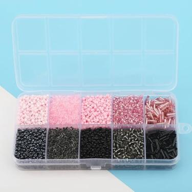 Imagem de YDJIANCAI 10 compartimentos de vidro 2 mm contas de tubo de semente contas pequenas de dois tons, para fabricação de joias, suprimentos de artesanato DIY para brincos, pulseiras, colares (cor
