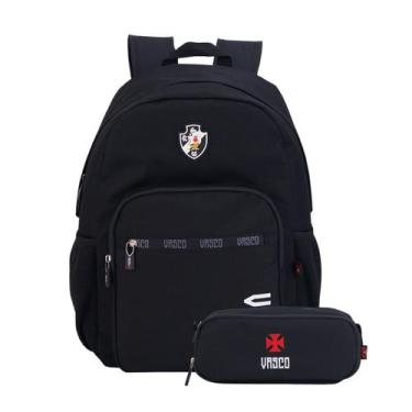 Imagem de Kit Mochila Costas Vasco Da Gama Meninos Escolar E Estojo Cor:Preto, P