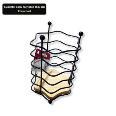 Imagem de Suporte Organizador Porta Talheres Utensílios Ecowood 15,5cm Aço Preto