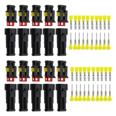Imagem de EPANO 10 conjuntos de conectores de fio elétrico à prova d'água de 2 pinos