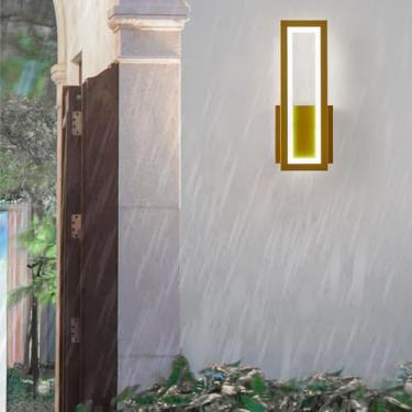 Imagem de GZZBMY Luzes de parede LED Externas IP65 Iluminação de parede de metal à prova d'água Design moderno Minimalista Arandela acrílica Interior/exterior para jardins Corredor Pátio Escada (Luz Branca