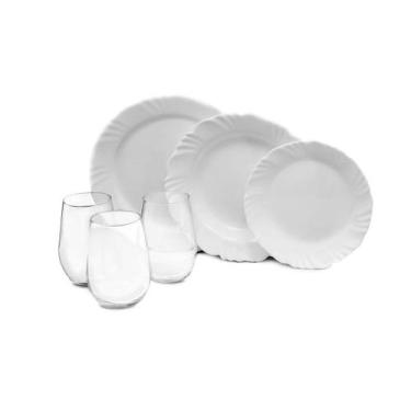 Imagem de Kit De Jantar 24 Peças Branco Louça Pratos E Copos - NADIR FIGUEIREDO