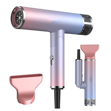 Imagem de Secador de Cabelo Iônico Elétrico Plegável Leve Silencioso Rápido Portátil para Casa e Viagens em Forma T com Monitoramento Temperatura Proteção Contr