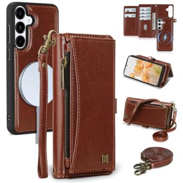 Imagem de BLISLIAR Capa carteira para Samsung Galaxy S25 Plus com porta-cartões/carteira/alça transversal | Bloqueio RFID | Magnético | Suporte | Destacável | Capa de telefone de couro PU para Galaxy S25+, 6,7