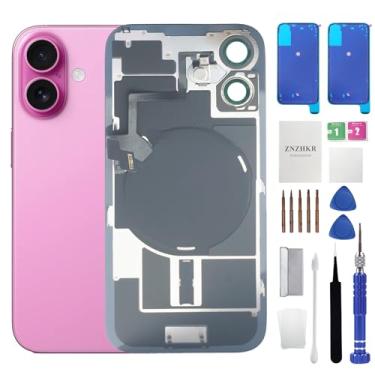 Imagem de Substituição de vidro traseiro 16 Plus com cabo flexível de carregamento sem fio e moldura da câmera Todas as peças para iPhone 16 Plus (6,7 polegadas, rosa) Substituição do equipamento fita
