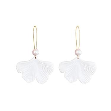 Imagem de GBAHFY Brincos de resina com pingente de pétala de rosa Boho brincos de flor em camadas de acrílico com pingente floral exagerado para mulheres e meninas, Acrílico, Pérola