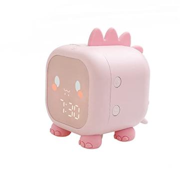 Imagem de Relógio de Alarme Digital para Quarto Treinador Sono Crianças com Luz Noturna Termômetro Dois Alarmes Controle por Voz Dinossauro Fofo Tela 12 24H