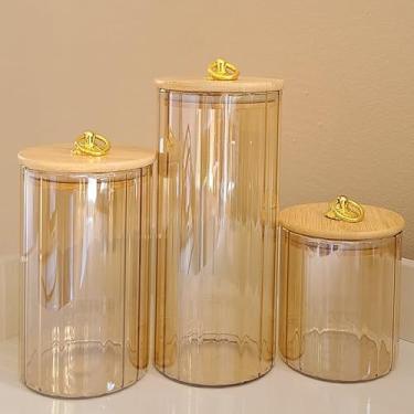 Imagem de Crie Seu Kit de Potes Hermético para Mantimentos e Organizador de Cozinha Dispensa Armário (KIT CANELADO ÂMBAR ARGOLA,2 POTES (PM))