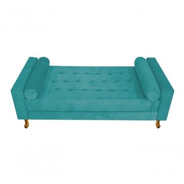 Imagem de Recamier Baú Félix Solteiro 90cm Suede Rosê - Doce Sonho Móveis Cor Suede Azul Turquesa