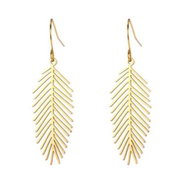 Imagem de Brincos De Folha De Planta Boêmia Em Aço Inoxidável Para Mulheres, Joi