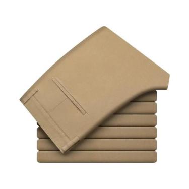 Imagem de Calças Casuais Slim Straight Masculinas 97% Algodão Confortáveis Com C