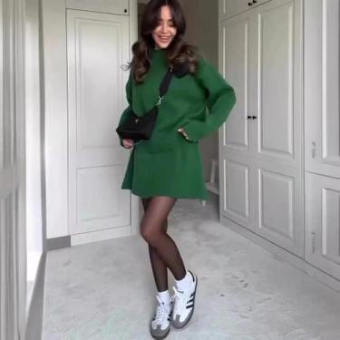 Imagem de Conjunto De Duas Peças De Tricô Feminino Para Outono/inverno, Suéter D