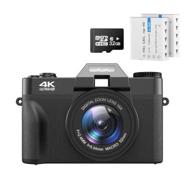 Imagem de Câmera Digital 4K 56MP com Autofoco Compacta WIFI 16X Tela de 3 0 polegadas para Iniciantes em Viagens Domésticas Inclui Cartão SD 32GB 2 Baterias Cordão
