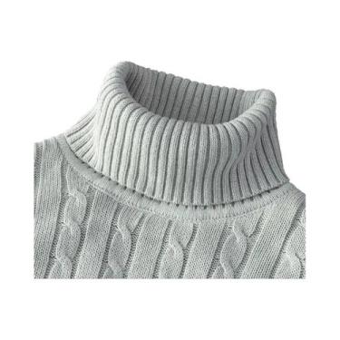 Imagem de Suéter Masculino De Malha Gola Alta Manga Longa Slim Fit Casual Leve C