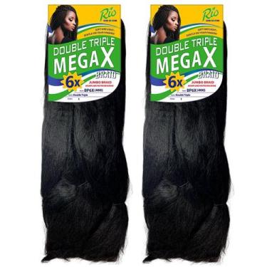 Imagem de Kit 2 Kanekalon Jumbo Para Tranças Box Braid MEGAX 400g Fibra Especial