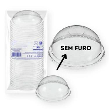 Imagem de 100 Copo C/ Tampa Bolha 300ml 330ml Transparente PP Plástico SC:Sem Fu