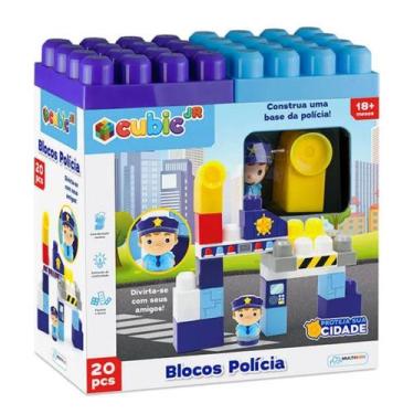 Imagem de Blocos de Encaixe Polícia Cubic Jr 20 Peças Multikids - BR1390