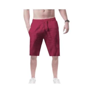Imagem de Shorts Masculinos Leves De Algodão Em Cores Sólidas Para Academia, Pra