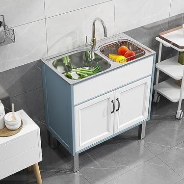 Imagem de Armário de pia de cozinha comercial com torneira quente e fria - ideal para espaços pequenos, porões, trailers, restaurantes e empresas - Design durável e econômico de espaço