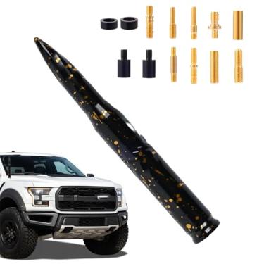 Imagem de Antena de bala de liga de alumínio espiral Starlight calibre 50 em forma de bala para carro, caminhão, acessórios Chevrolet, Silverado, Ram 1500 Ford e muitas outras antenas de substituição curtas