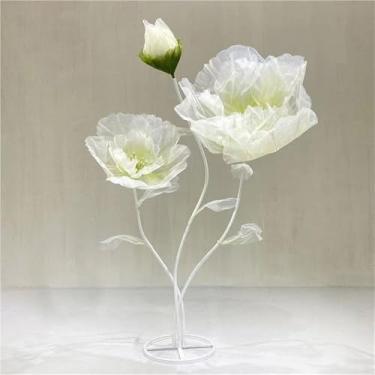 Imagem de Grande decoração de flor de seda artificial com hastes e base em pé - ideal para exibições de casamento, adereços de fotografia e decoração de casa