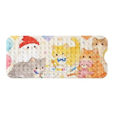 Imagem de Tapete de banheira infantil, tapete de banho antiderrapante com desenho animado para crianças e crianças, tapete de segurança para banheira antiderrapante para gatos com ventosas fortes, tapete de