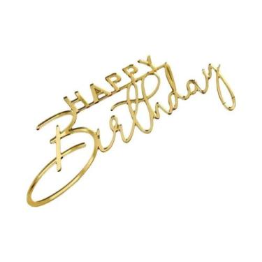 Imagem de Topos De Bolo De Acrílico Dourado Para Aniversário De Crianças, Menina