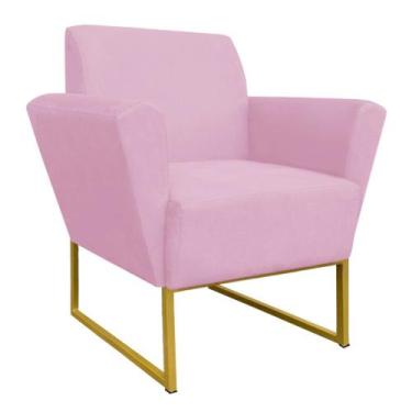 Imagem de Poltrona Dora Suede Base Metálica Dourado D'Rossi - DRossi, Rosa Bebê
