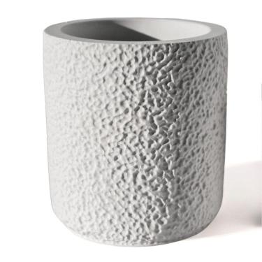 Imagem de Vaso Decorativo Texturizado M Artesanal 10,5cm Em Cimento Branco