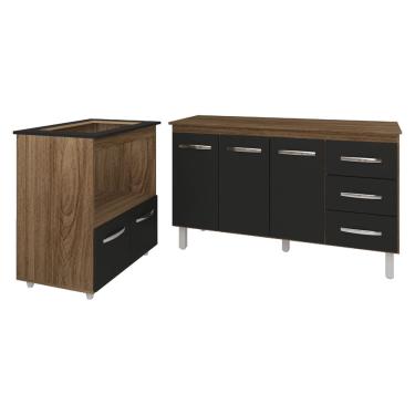 Imagem de Gabinete Armário Carine 138 cm com Tampo Tampão e Balcão Evelyn Para cooktop 4 Bocas Sa...