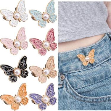 Imagem de Kit 2 Fivela Apertar Cintura Calça Jeans Borboleta Alfinete Cor:Preta 
