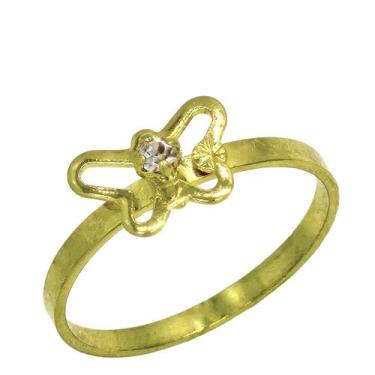 Imagem de Anel Infantil Solitário Zirconia Borboleta Banho De Ouro 18k 2547 - Tr