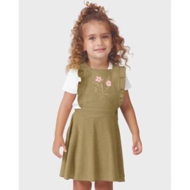 Imagem de Conjunto blusa Boreal salopete verão delicado fresco elegante - Vernelho e Caqui - Menina 1 a 4 anos-Feminino