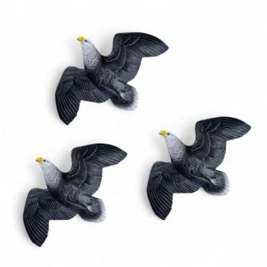 Imagem de Estátua Águia Gavião Espanta Pombo Pássaro Parede com Gancho Kit 3 Pçs