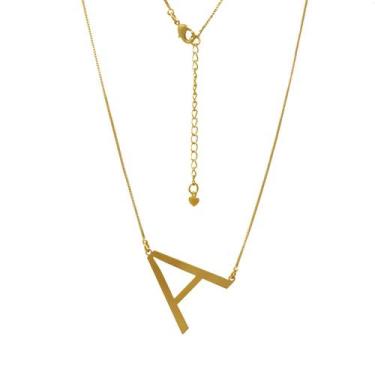 Imagem de Colar de Letra Grande Transversal Folheado em Ouro 18K SoftJoias , A