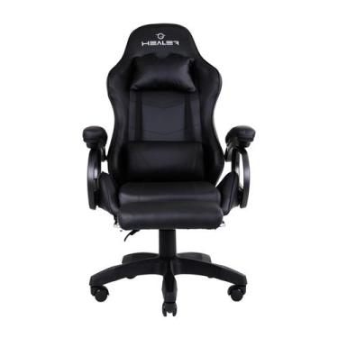 Imagem de Cadeira Gamer com Apoio de Pés Level Preta Healer